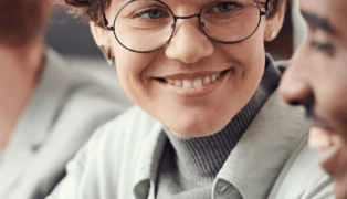 woman smiling to a guy